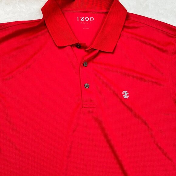 IZOD Golf Polo Shirt Red Collared Cotton Polyester Blend Men’s Size Large - Picture 2 of 8